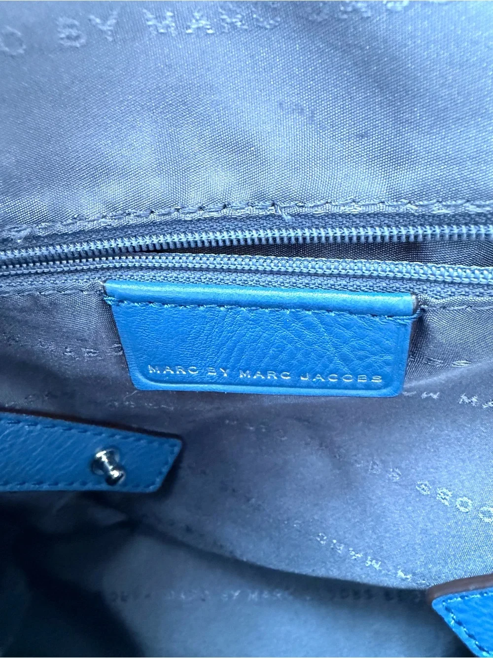 Marc by Marc Jacobs Blue Pebbled Leather Convertible Backpack Shoulder Bag